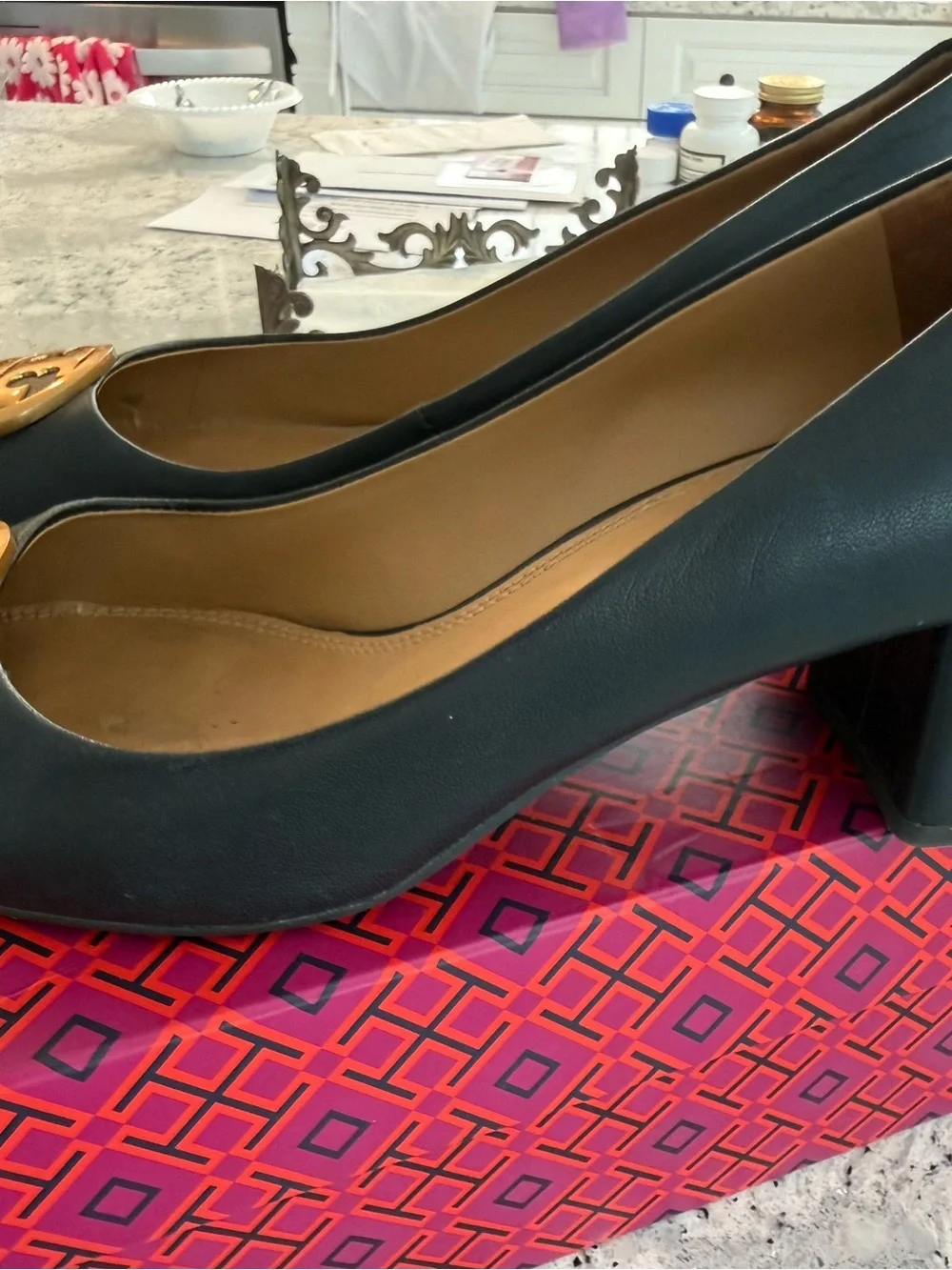 Tory Burch Navy Benton 50mm pump size 9